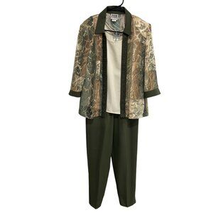 R&M Richards Womens 3 Piece Outfit Size 8 Jacket Sleeveless Top Pants